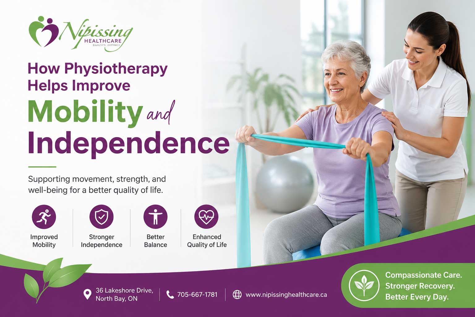Physiotherapy for mobility and independence in North Bay rehabilitation clinic